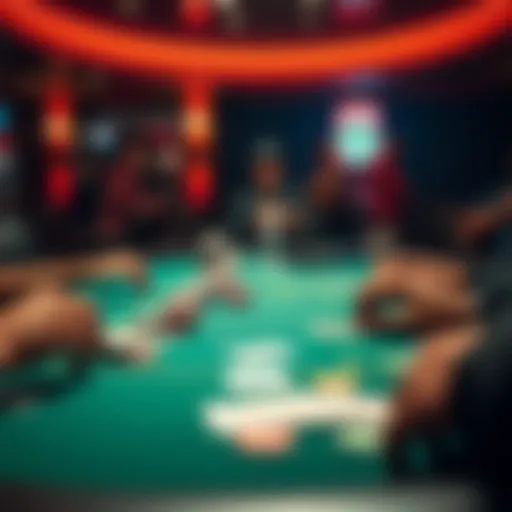 The Strategic Layout of a Poker Table An intricate poker table setup with chips and cards arranged strategically