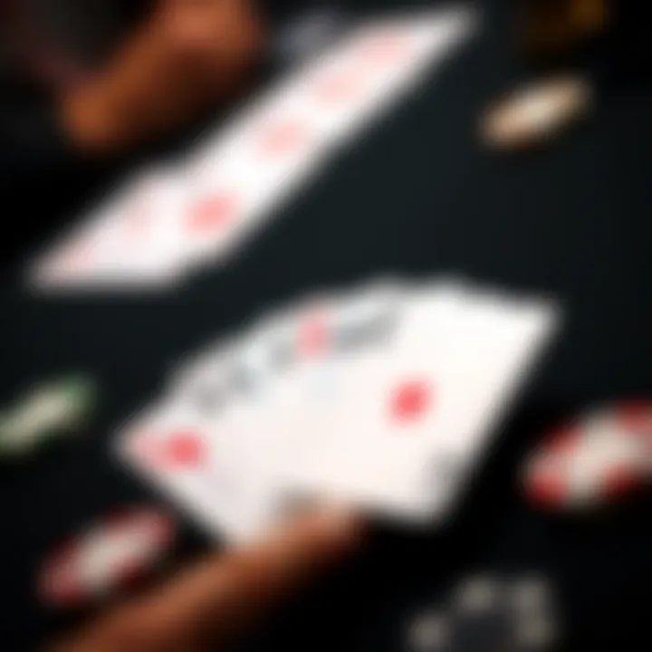 Exploring Blackjack Card Combinations A close-up of cards in a blackjack game showcasing different hands