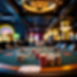 A detailed overview of a poker table setup in a casino
