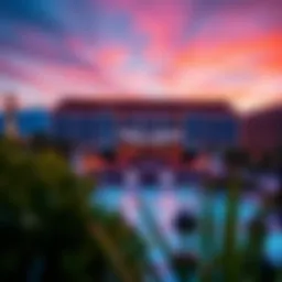 Del Lago Resort and Casino exterior during sunset