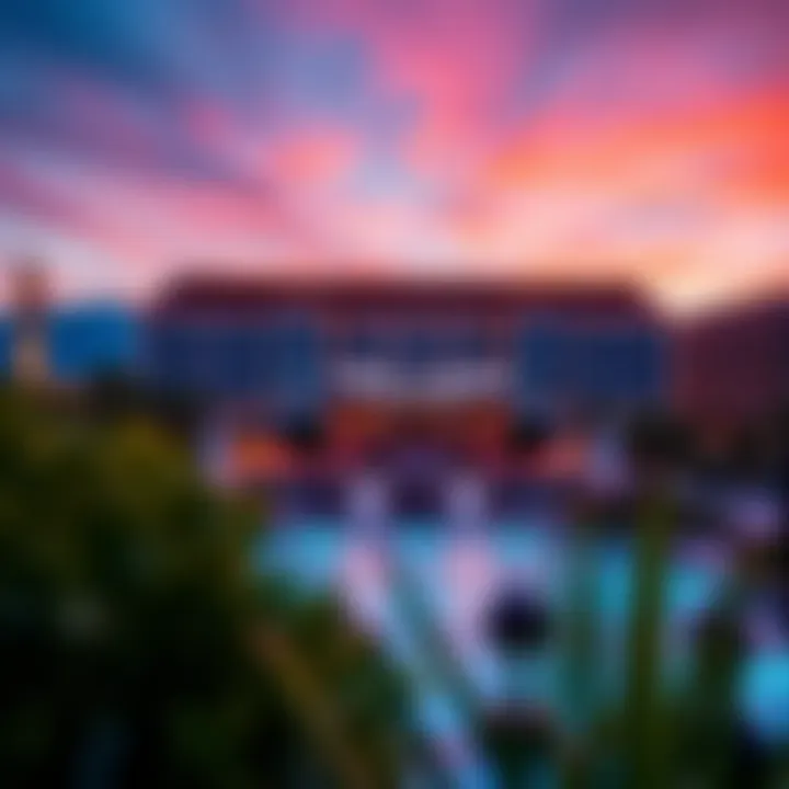 Del Lago Resort and Casino exterior during sunset