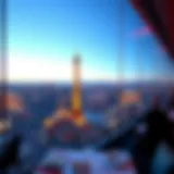 Spectacular view from the Eiffel Tower Restaurant overlooking Las Vegas