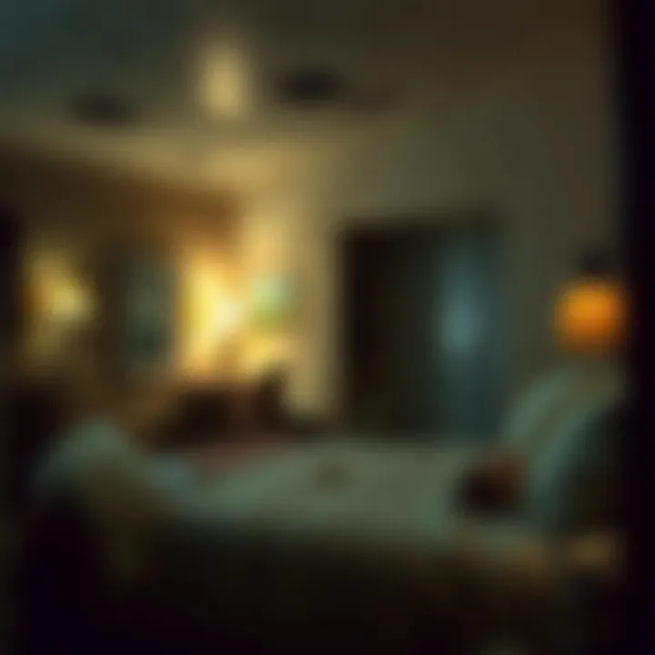 Unkempt Hotel Room Unkempt hotel room with visible wear and tear