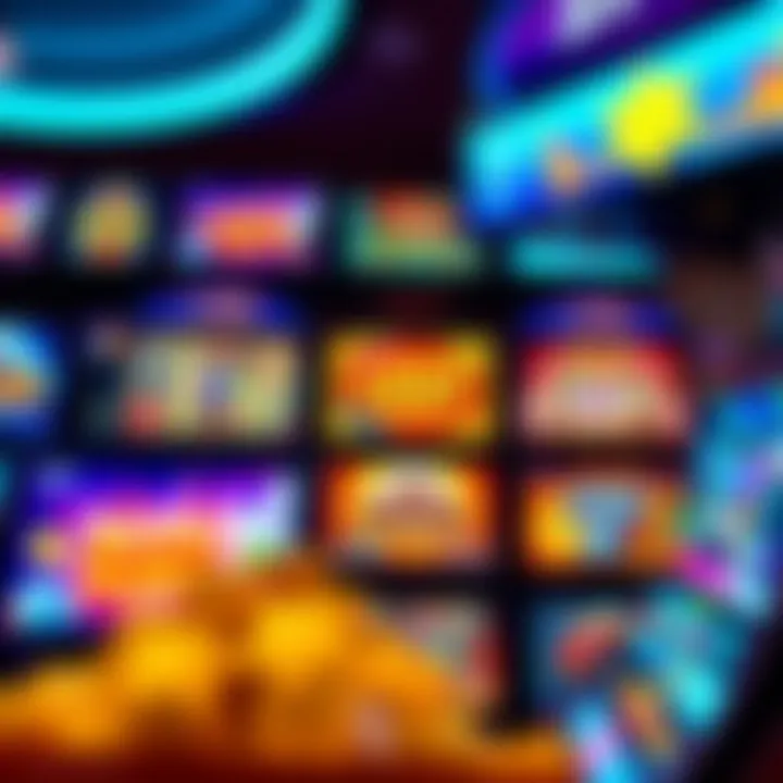 Diverse Selection of Free Slot Games Vibrant display of various free slot games on screens