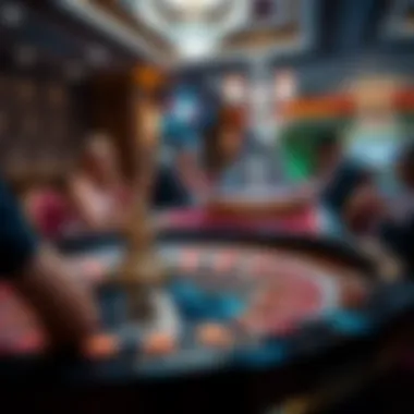 Roulette Table Interaction An elegant table with players engaged in a game of roulette