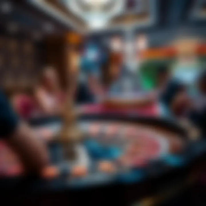 Roulette Table Interaction An elegant table with players engaged in a game of roulette