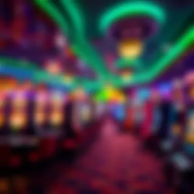 Vibrant Gaming Floor Inside Casino Interior shot of a vibrant gaming floor filled with diverse gaming options.