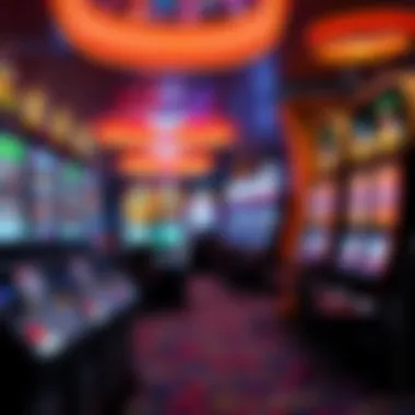 A variety of slot machines with bright lights and colorful displays