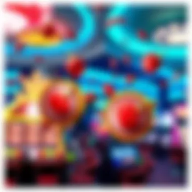 An array of free spins icons floating above a casino background