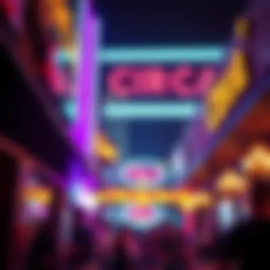 Vibrant nightlife atmosphere at Circa with illuminated signage