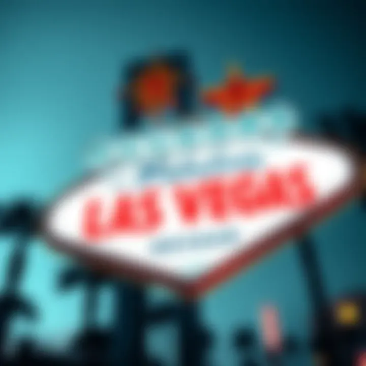 Close-up view of the architectural design elements of the Las Vegas Sign