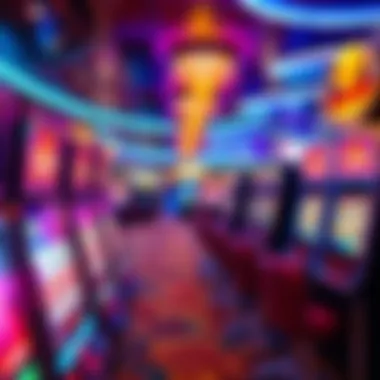 A vibrant virtual casino environment showcasing slot machines