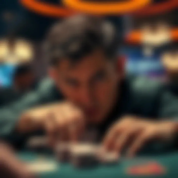 Intense Focus in High Stakes Poker Close-up of a high-stakes poker game with intense concentration