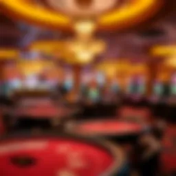 Luxurious casino environment showcasing high stakes gaming tables
