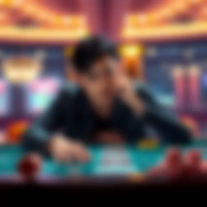 Gambler Contemplating Choices Illustration of a gambler contemplating choices at a digital casino table