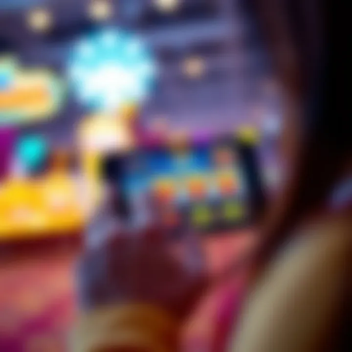 User interacting with a slot app on a mobile device