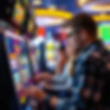 Close-up of a player engaged with a modern slot machine