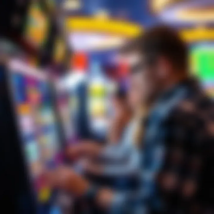 Close-up of a player engaged with a modern slot machine