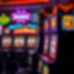 Vibrant slot machine display showcasing various themed games