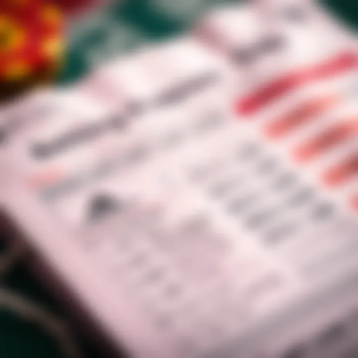 Close-up of a betting slip with odds and sports events highlighted
