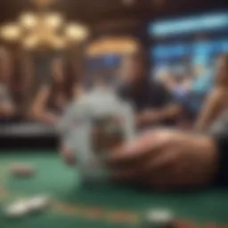 An online poker table with virtual cards