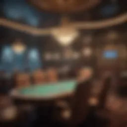 Luxurious poker room ambiance with players engaged