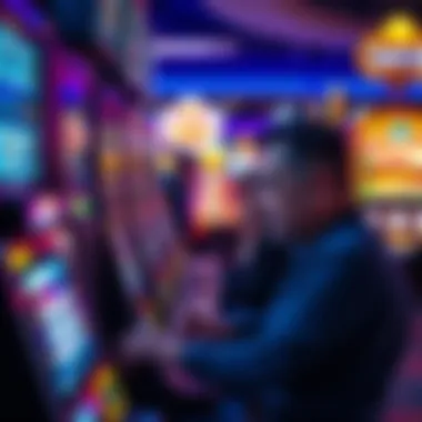 Close-up of a player interacting with a high-tech slot machine