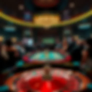 The Atmosphere of High Stakes Roulette An elegant casino setting with players gathered around a roulette table