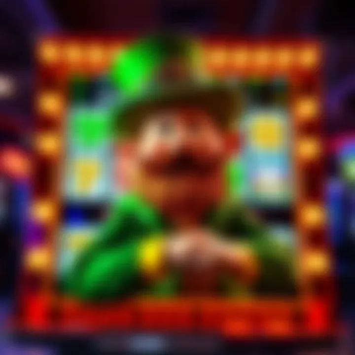 Vibrant leprechaun-themed slot machine display