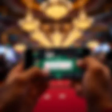 A sleek mobile interface displaying a three card poker app in action