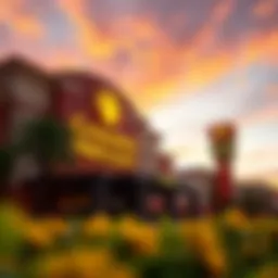 Exterior view of the Golden Nugget Casino at sunset