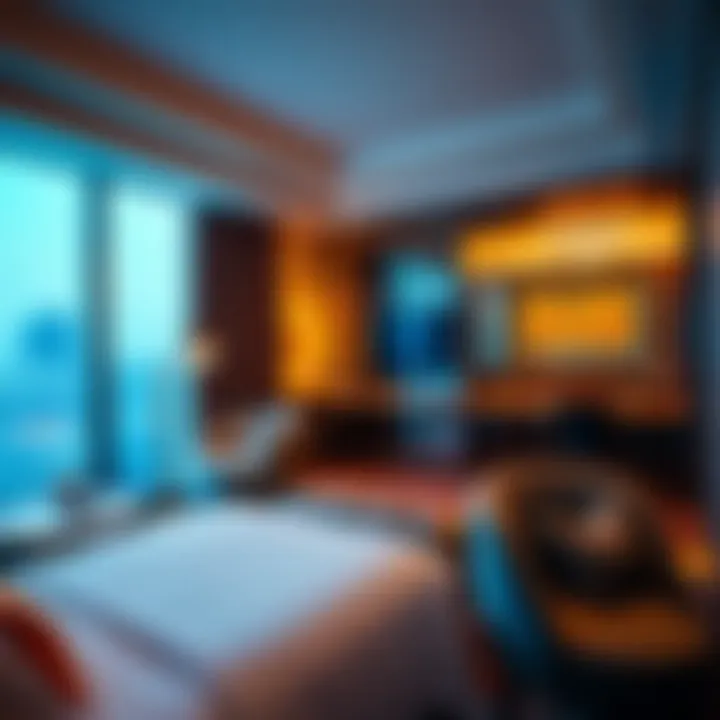 Luxurious guest room at Horseshoe with elegant decor and stunning views