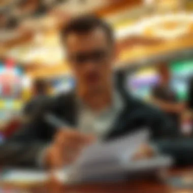 A person contemplating lottery strategies with a notepad