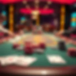 Strategic poker table setup with chips and cards