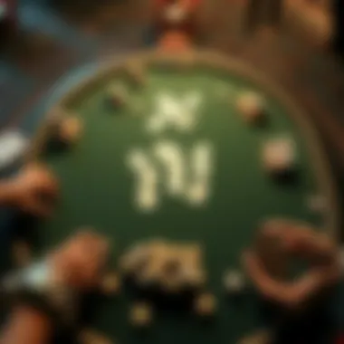 Overview of a Texas Hold'em Table An overhead view of a Texas Hold'em table with cards and chips laid out.
