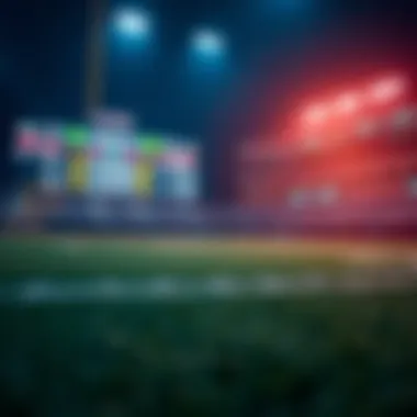 A football field with betting odds displayed