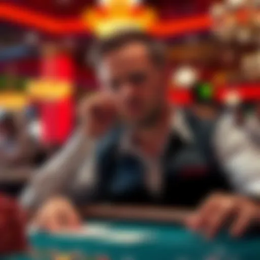 A focused player contemplating their next move in a game of 21