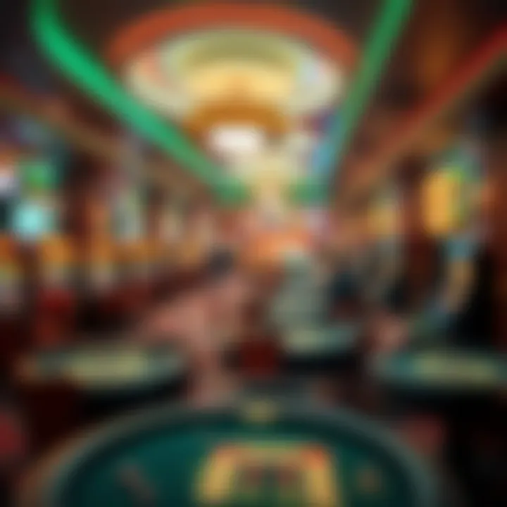 Virtual casino ambiance showcasing an array of gaming tables