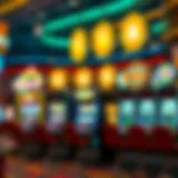 Artistic representation of a diverse array of slot machines in a vibrant casino environment.