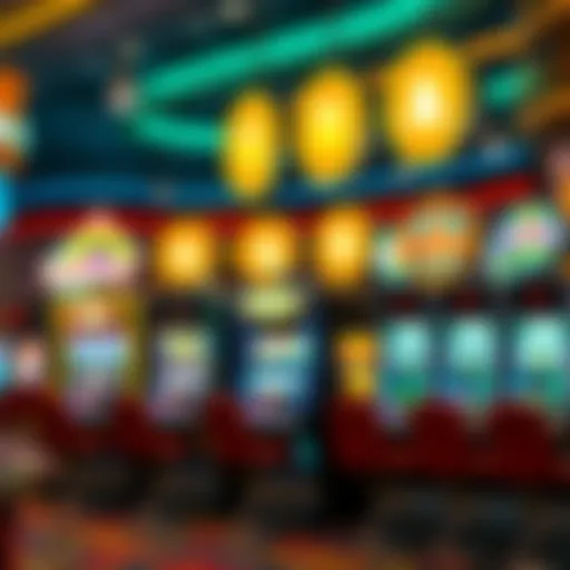 Artistic representation of a diverse array of slot machines in a vibrant casino environment.