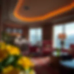 Luxurious suite with elegant furnishings and view