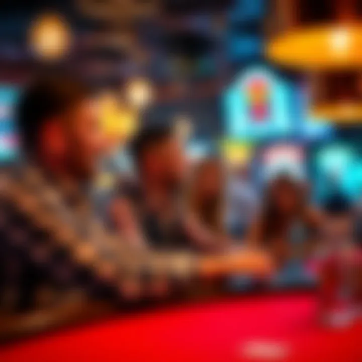 Engaging Social Gambling Atmosphere A vibrant bar scene capturing the excitement of social gambling with friends