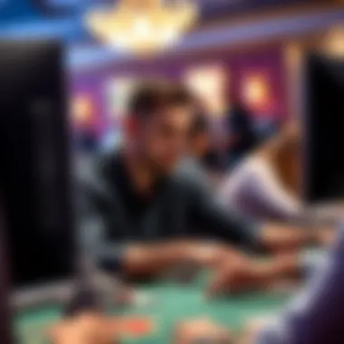 Online Poker Player Engagement A player focused on the screen, highlighting the online poker experience.