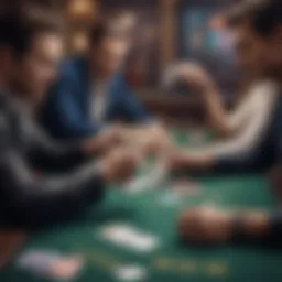 Intense two player poker game at a table