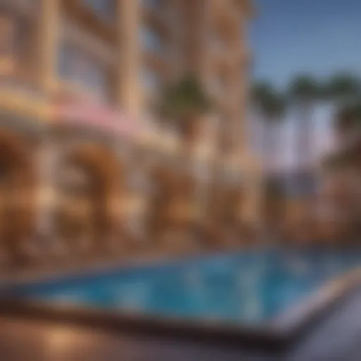 Luxury Hotels in Las Vegas A scenic view of a Las Vegas hotel exterior showcasing luxury and amenities