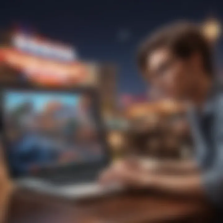 Planning Your Stay in Las Vegas A traveler reviewing hotel fees on a laptop with a focused expression