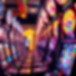 High-stakes slot machine interior showcasing vibrant lights and reels