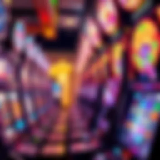 High-stakes slot machine interior showcasing vibrant lights and reels