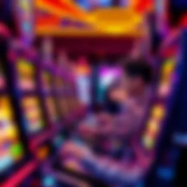 An exhilarating moment of a player winning on a high-stakes slot machine