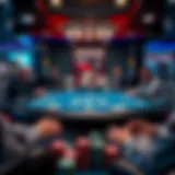 Overview of a Texas Hold'em Table Texas Hold'em table setup with players